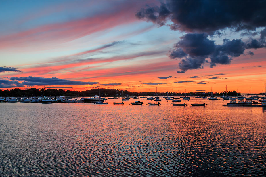 Sunsetting at Hingham Harbor near Seascape at Weymouth on the South Shore