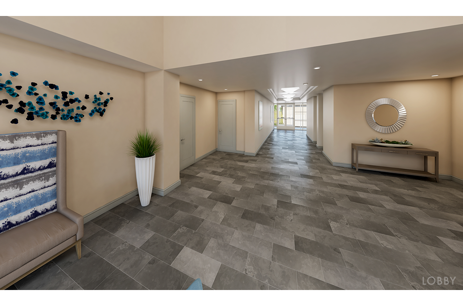 Couple with coffee mugs enjoying scenic views out the large windows at Seascape at Weymouth