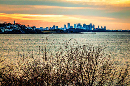 Boston skyline as seen near Seascape at Weymouth on the South Shore